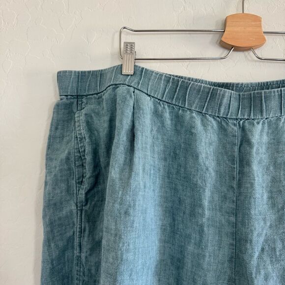 EILEEN FISHER Washed Organic Linen Délavé Lantern Pants in Nile Teal Aqua Sz 3X - Picture 11 of 14